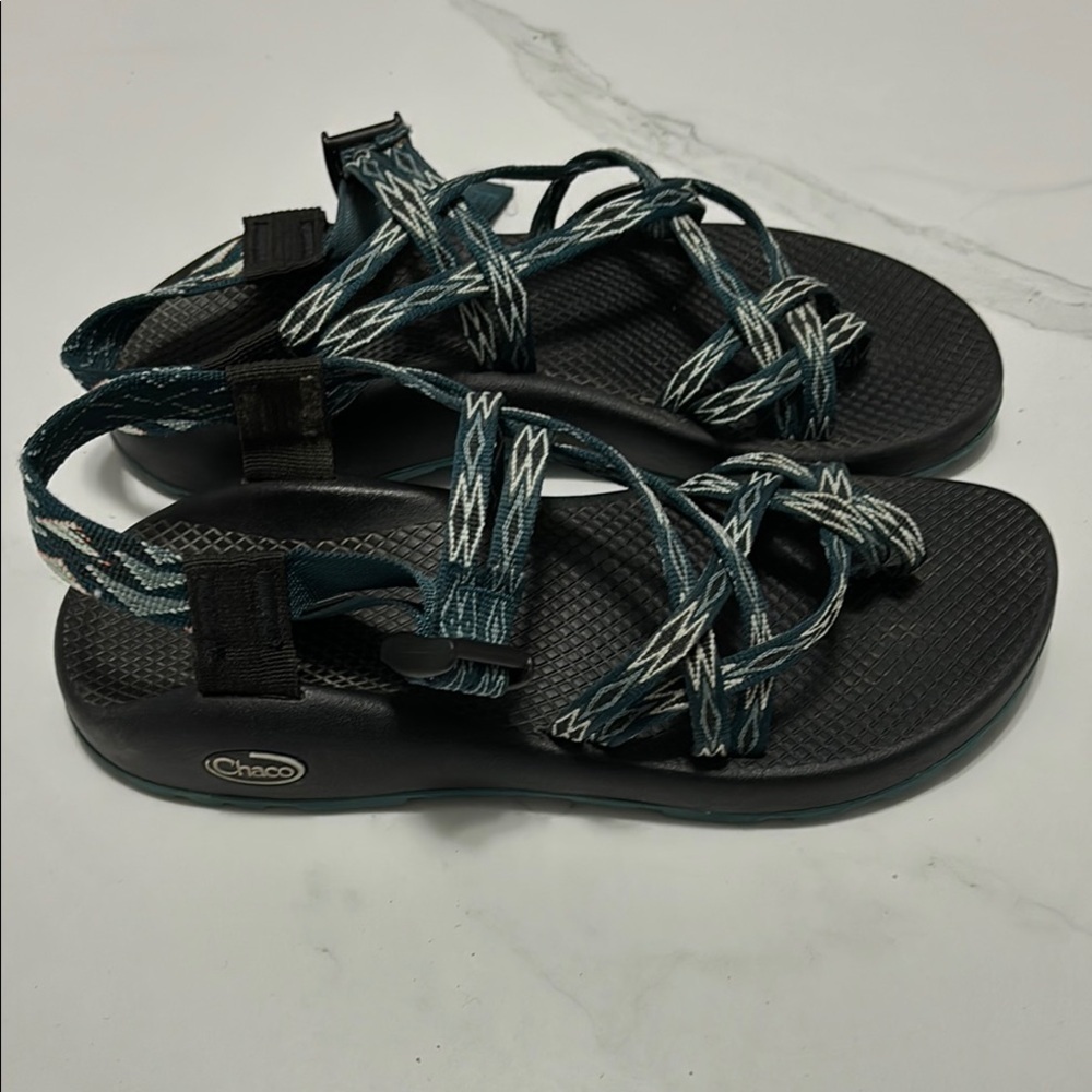 Chaco Strappy Sandals in Black and Teal